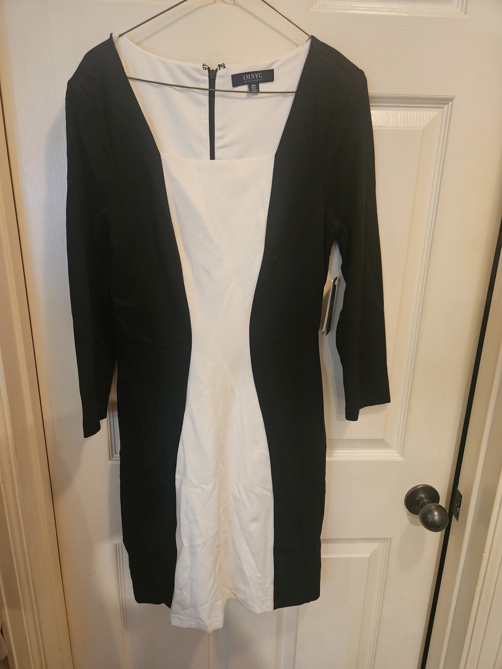 Black and White Trench Dress with Center Contrast Panel